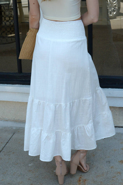 ESLEY - Dreaming Woven Maxi Skirt - White