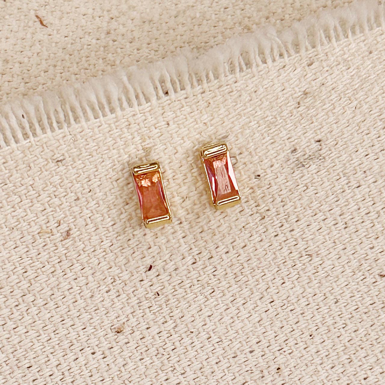 GoldFi - 18k Gold Filled Baguette Birthstone Stud Earrings