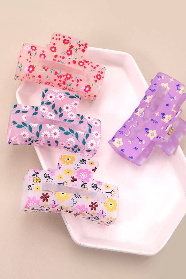 JOSSLYN by Wall to Wall - LAVISHING FLOWER PETAL HAIR CLAW CLIPS | 40H688: Pink