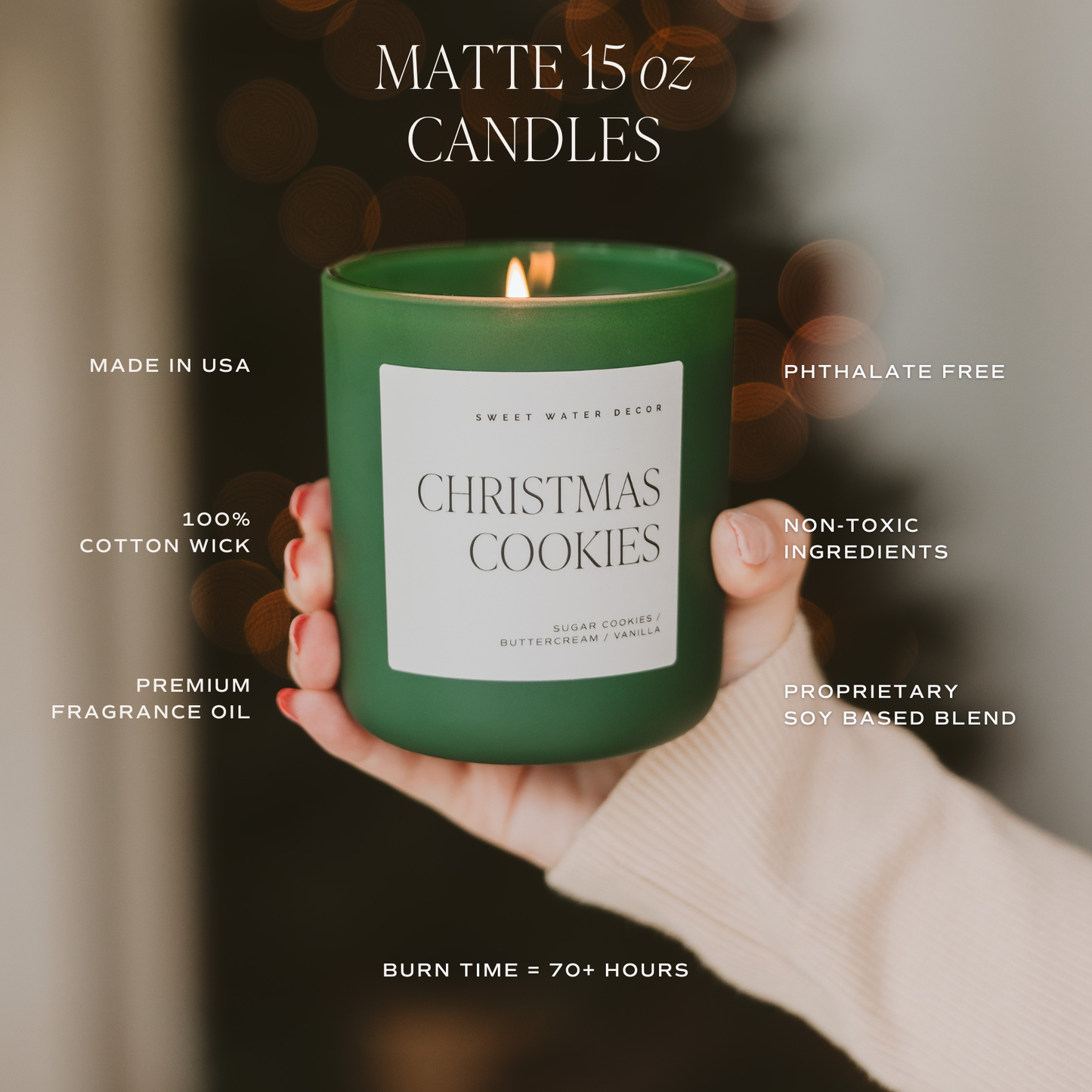 Sweet Water Decor - Christmas Cookies Soy Candle, Matte Jar - 15 oz