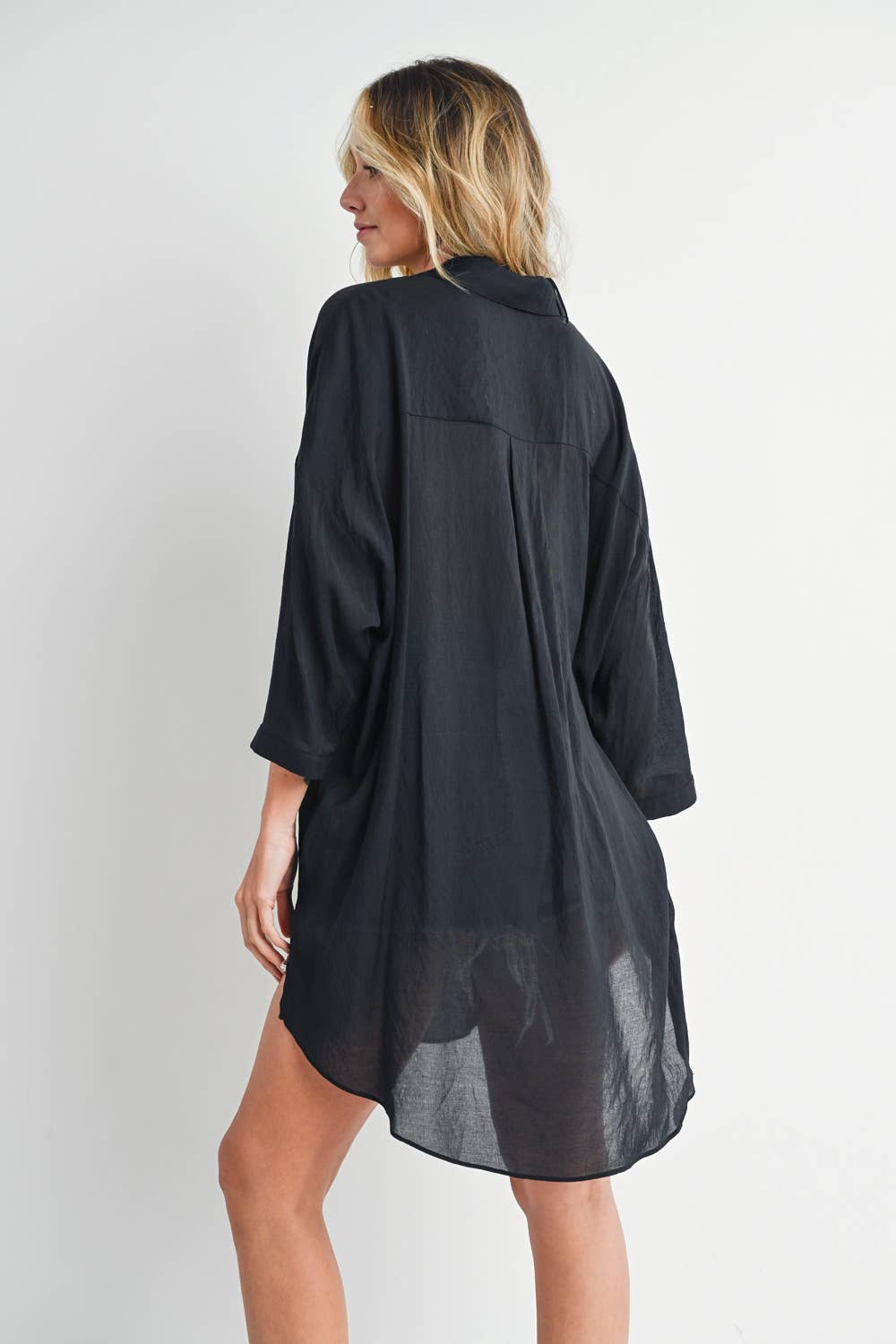 Bluivy - TIE-FRONT DOPHIN HEM TUNIC SHIRT