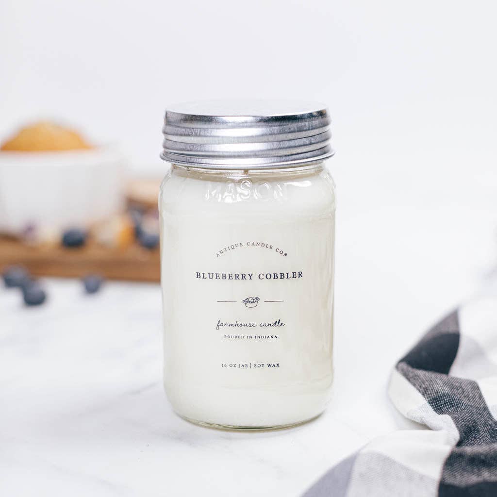 Antique Candle Co.® - Soy Wax Mason Jar Candle - Blueberry Cobbler - 8 oz.