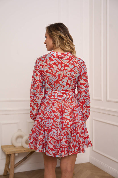 Choklate Paris - Sonia Printed Silk Skater Dress - Red