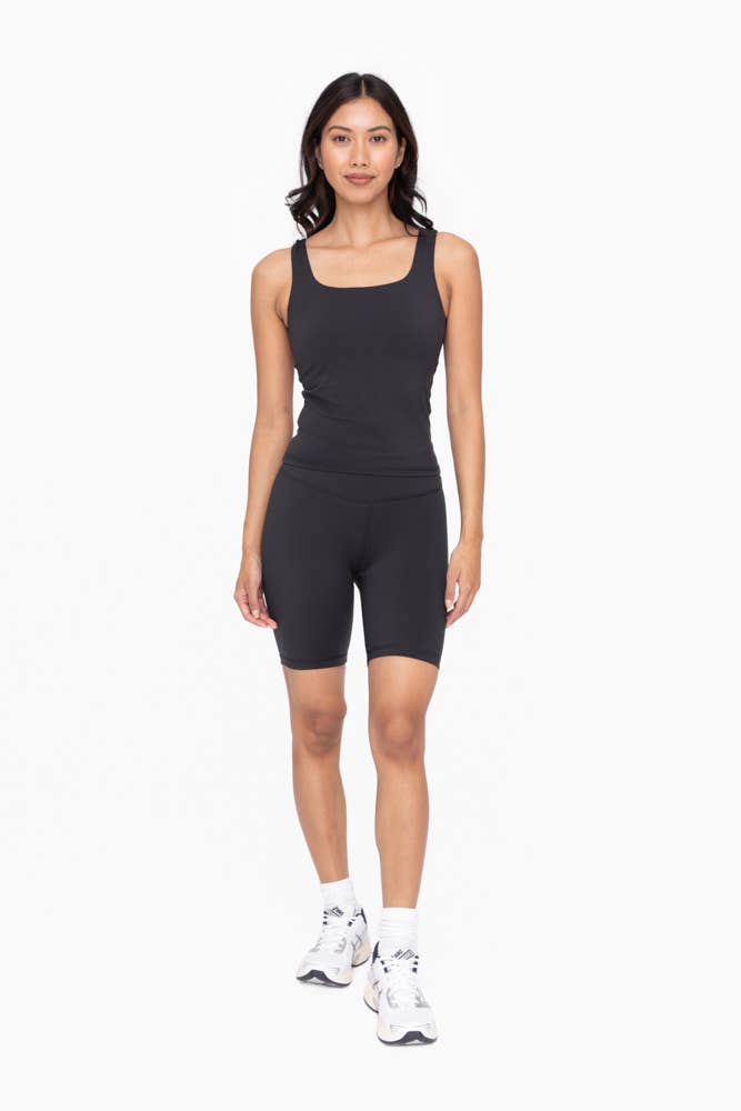 Mono B - Lycra-Blend Square Neck Active Tank