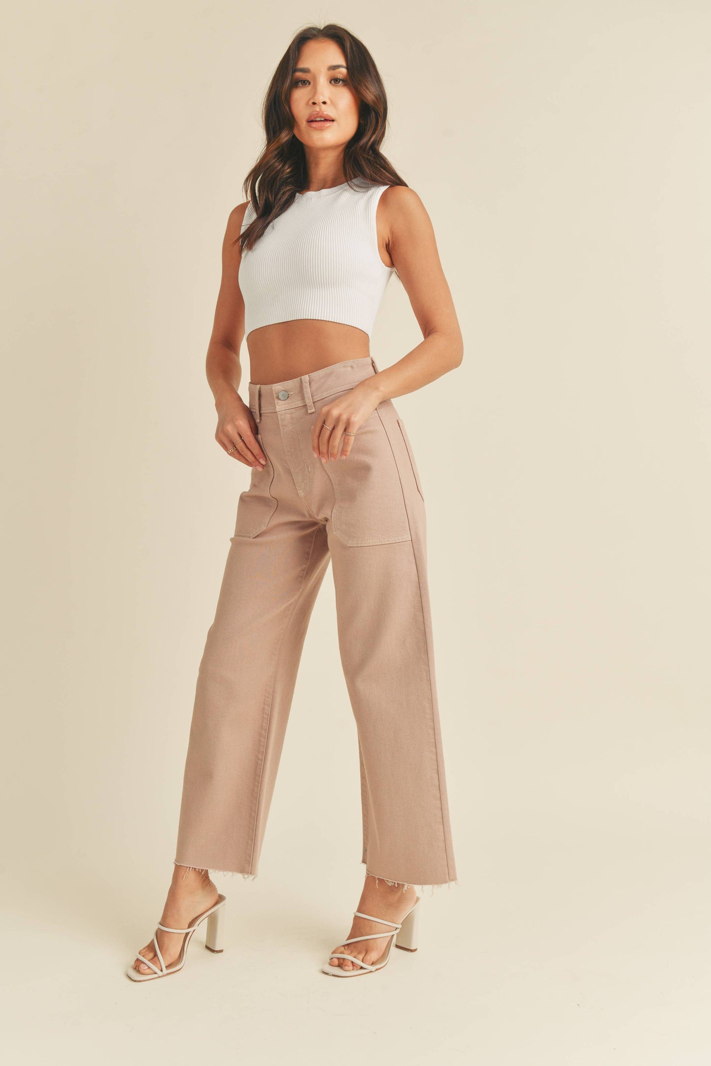 Just Black Denim - High Rise Utility Wide Leg - Clay