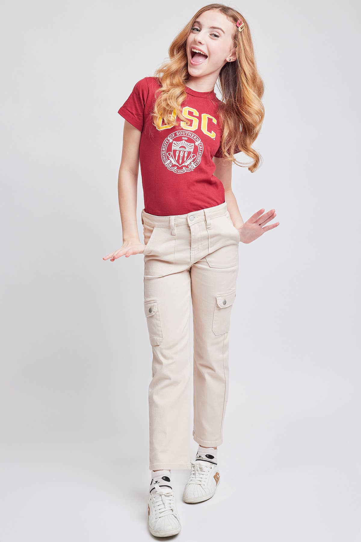 YMI - Girls Selena High Rise Cargo Pocket Straight Leg