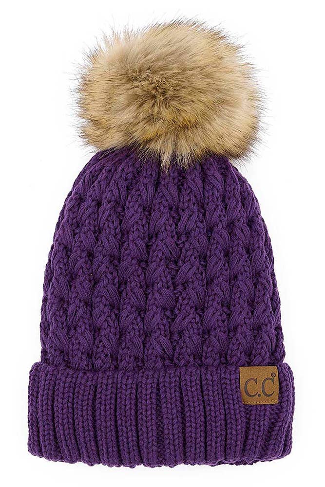 Hana - C.C Lattice Crossover Stitch Beanie Winter Hat