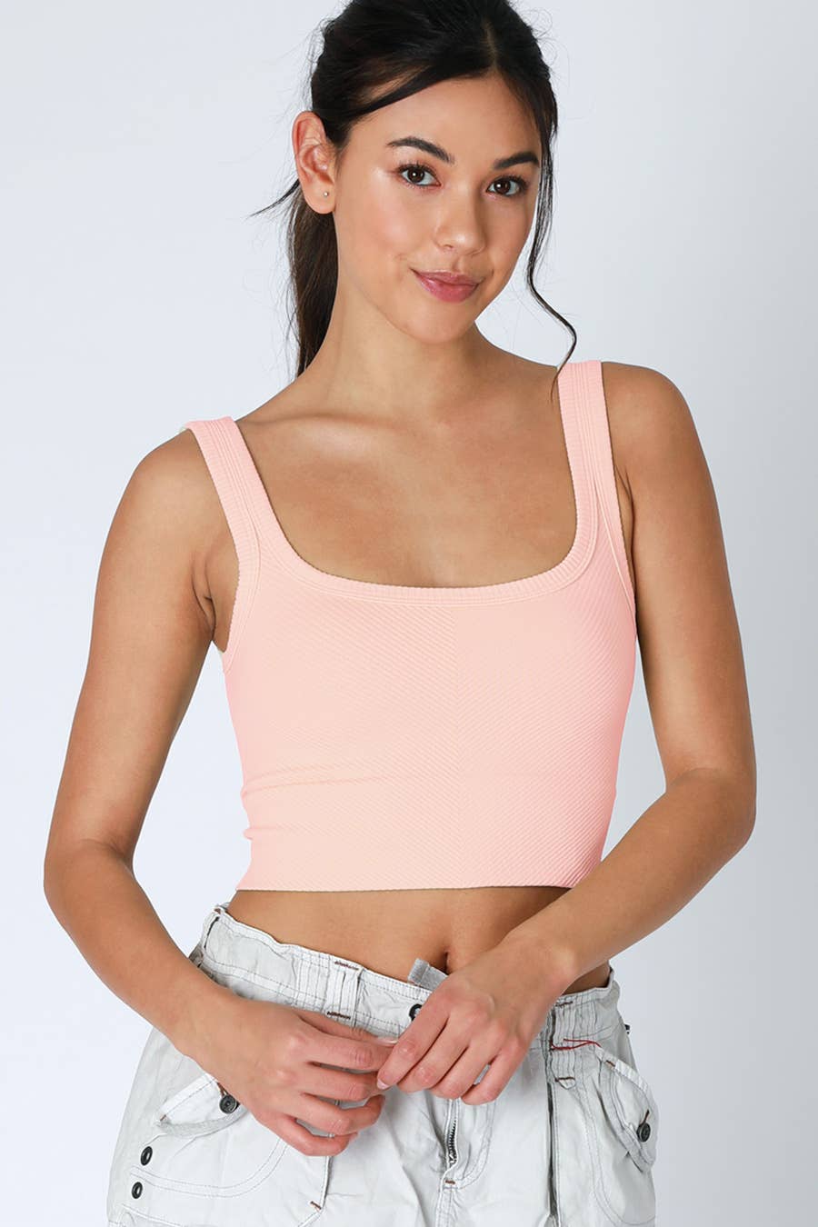 NIKIBIKI - NS7801 - Chevron Ribbed Crop Top