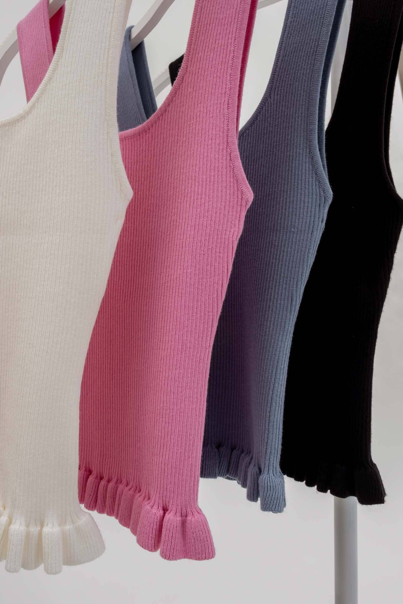 The Workshop Studio - Lettuce Hem Sleeveless Knit Tank - Pink