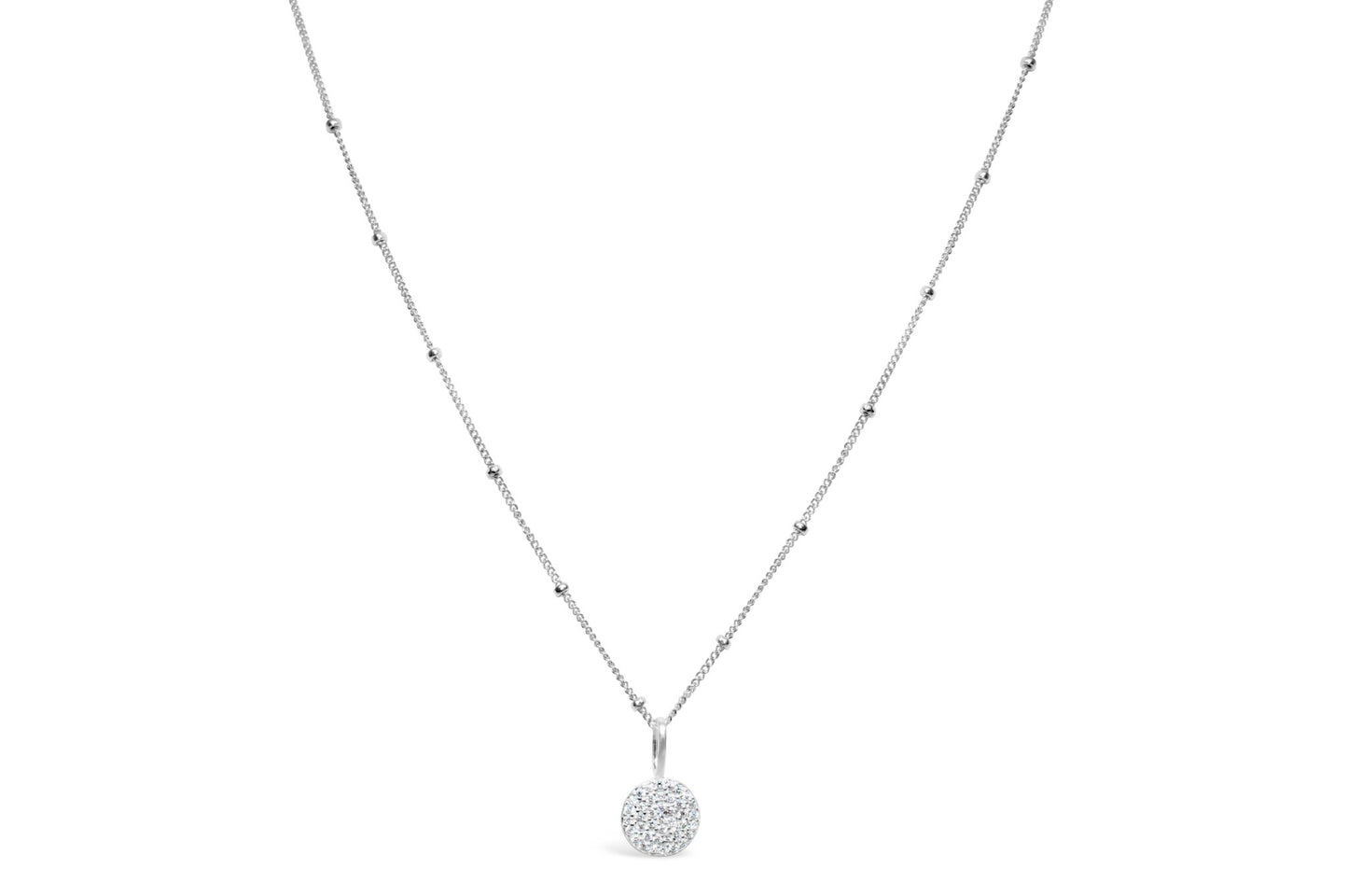 Stia Jewelry: Charm & Chain Necklace Pavé Disk