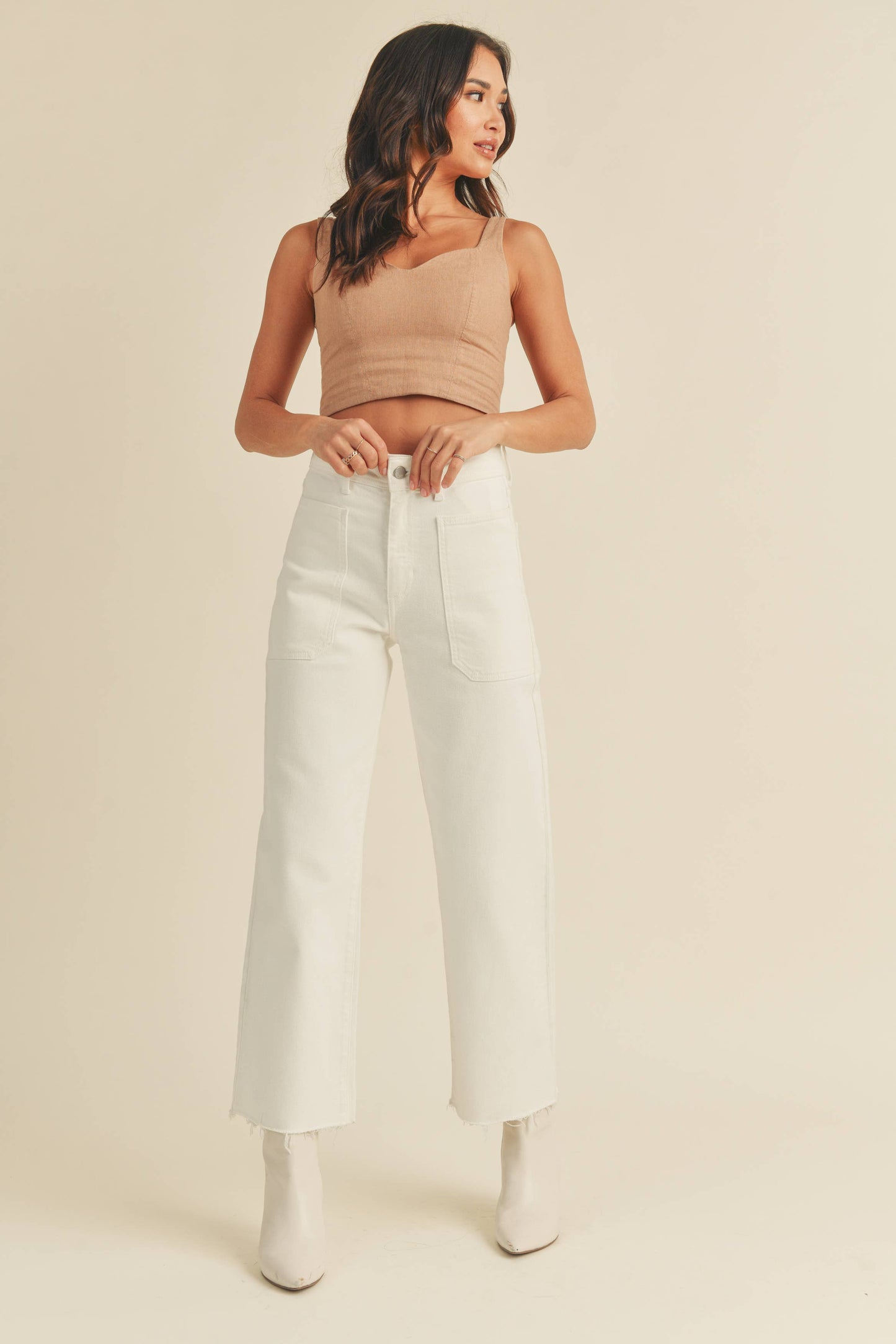 Just Black Denim - High Rise Utility Wide Leg - Off-White