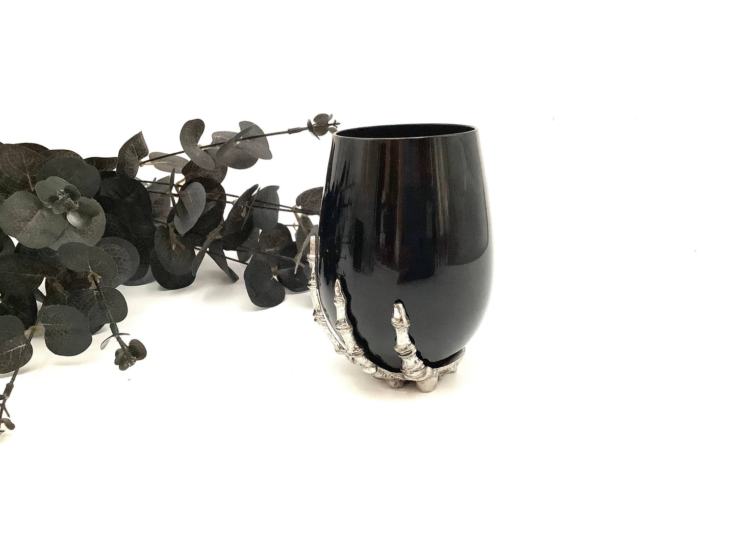 All Little Cute Things - Skeleton Hand Black Stemless Wine Glass