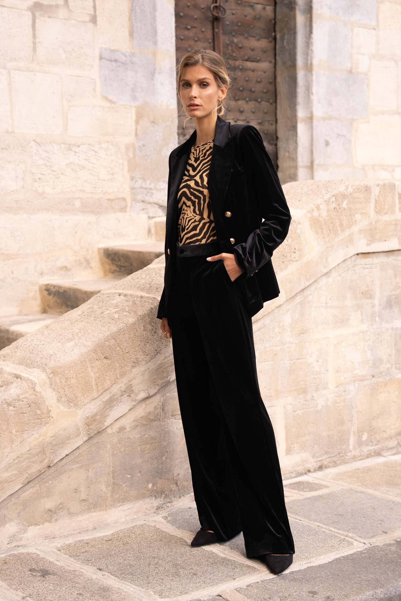 Choklate Paris - Straight Cut High Waist Velvet Pants