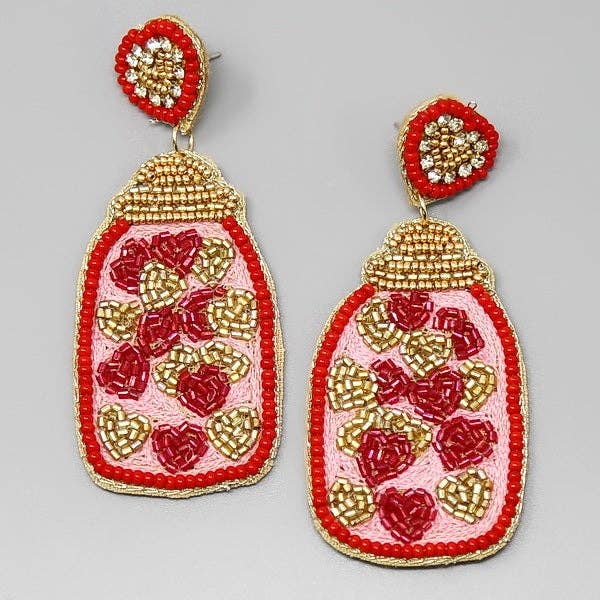 OBX Prep - Jar Of Hearts Seed Beaded Drop Earrings