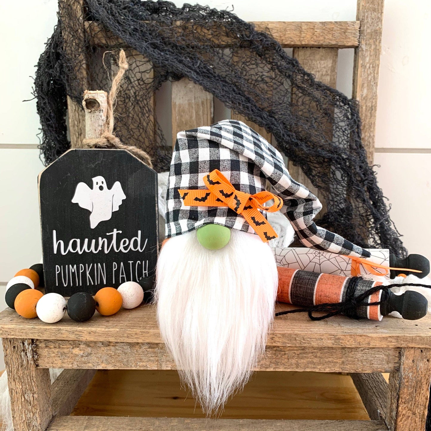 Kate + Em - 6" Mini Halloween Check Gnome, Boy Or Girl: Boy / Green