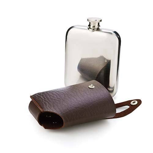 Viski - Admiral™ Stainless SteelFlask and Traveling Case by Viski