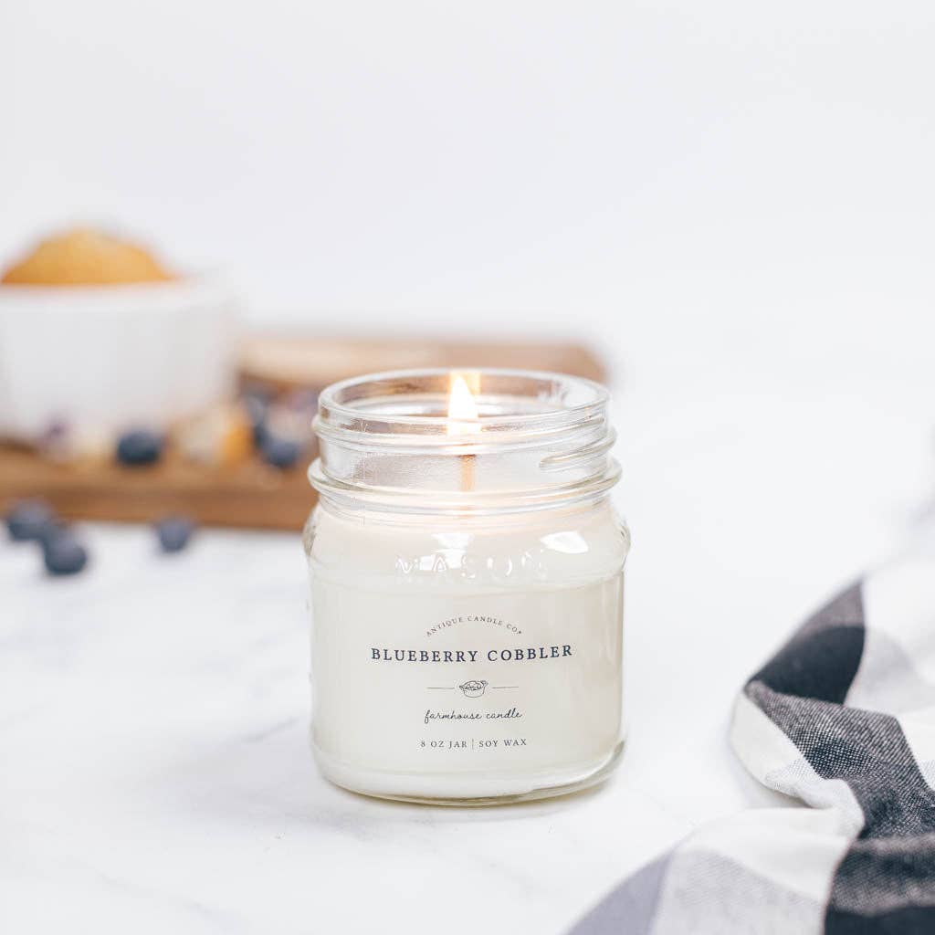 Antique Candle Co.® - Soy Wax Mason Jar Candle - Blueberry Cobbler - 8 oz.