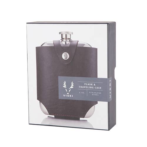Viski - Admiral™ Stainless SteelFlask and Traveling Case by Viski