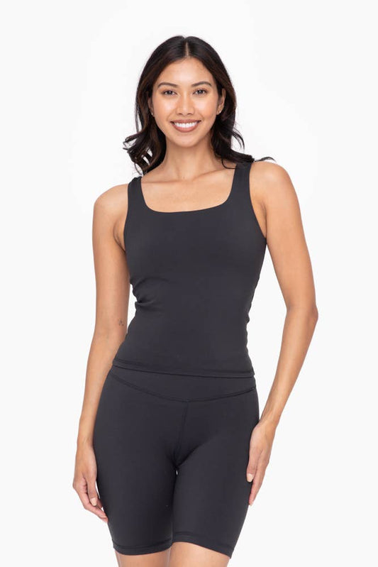 Mono B - Lycra-Blend Square Neck Active Tank
