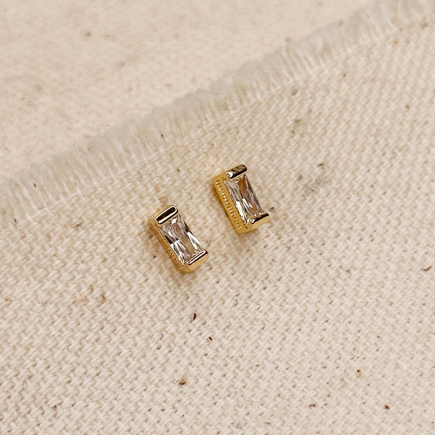 GoldFi - 18k Gold Filled Baguette Birthstone Stud Earrings