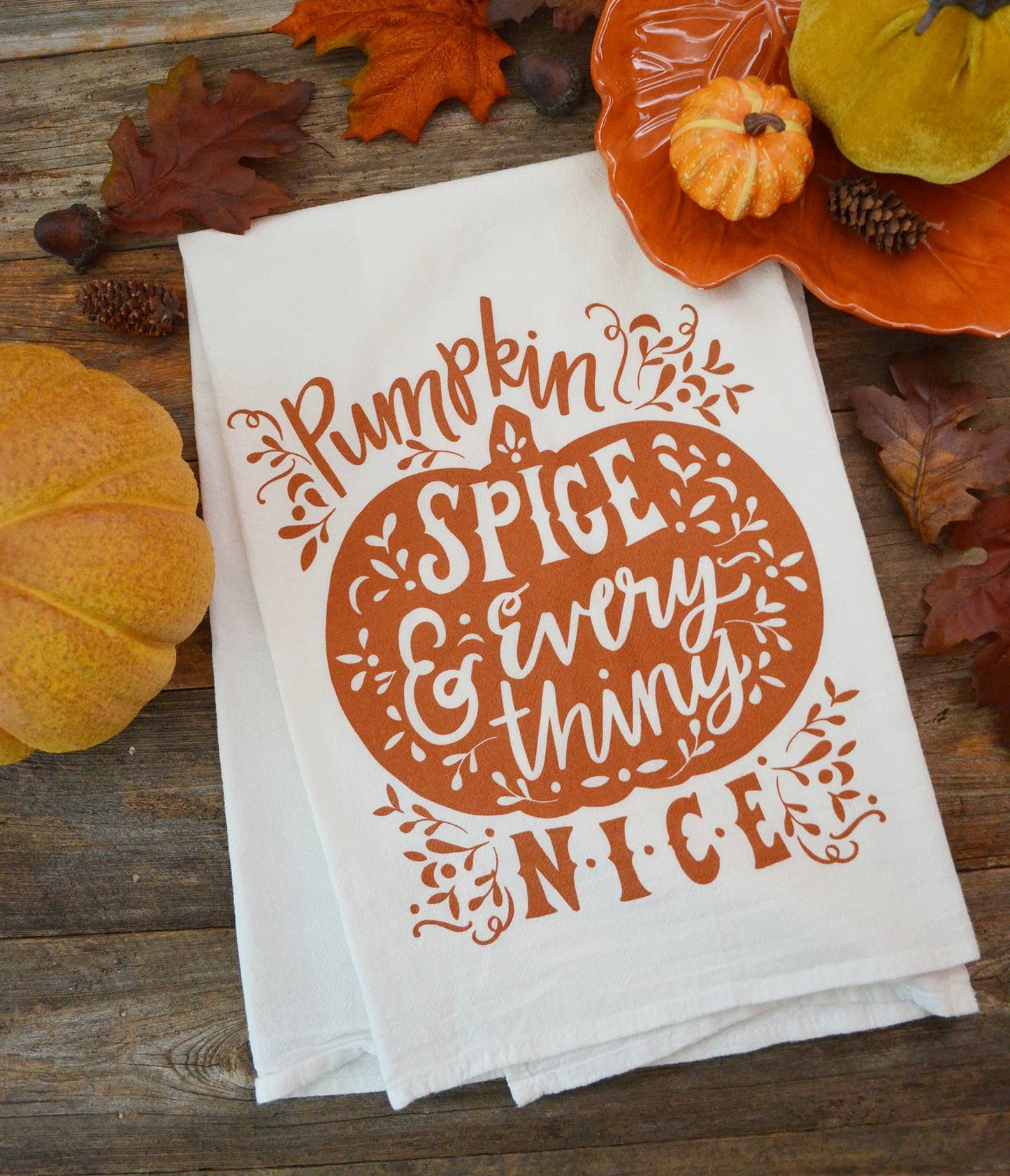 Pen & Paint - Pumpkin Spice & Everything Nice kitchen towel orange pumpkin