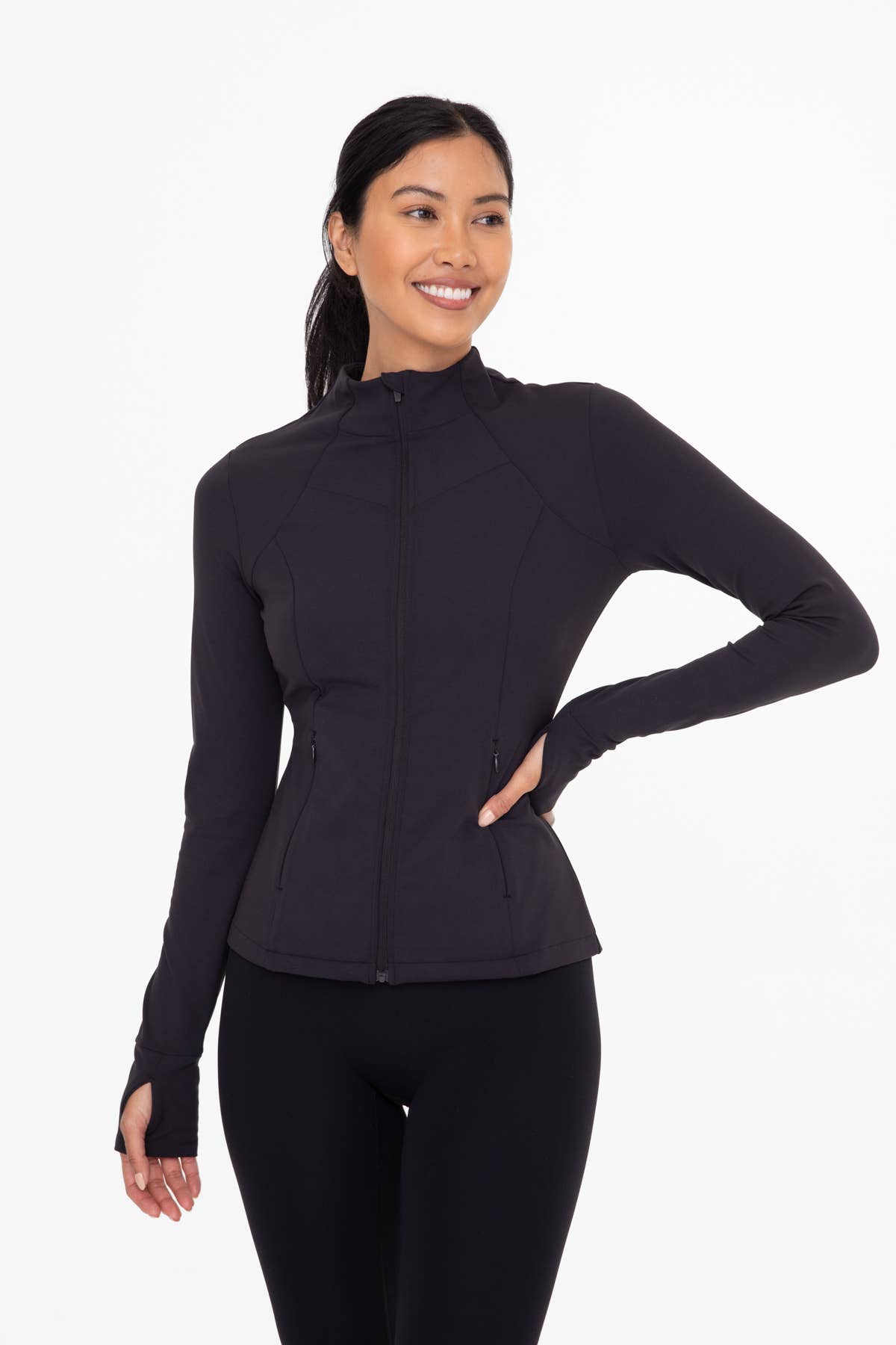 Mono B - Fleece Lined Slim Fit Acitve Jacket - Black