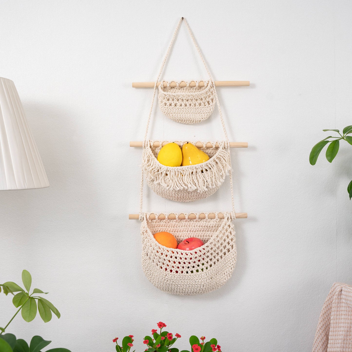 Sparkle Being - Fruits, Vegetable, Storage Organize Bag Macrame Wall Hanging