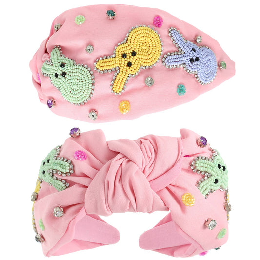 SP Sophia Collection - Easter Polka Dot Beaded Top Knotted Headband: Multi-Colored