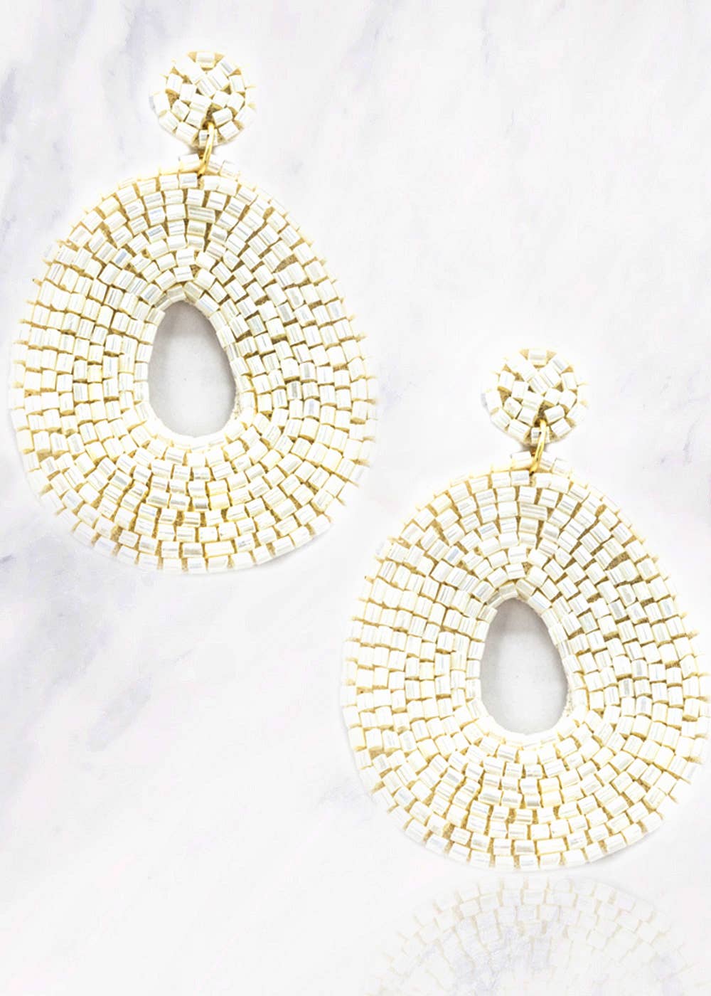 Suzie Q USA - Bead Flat Doughnut Shape Earrings