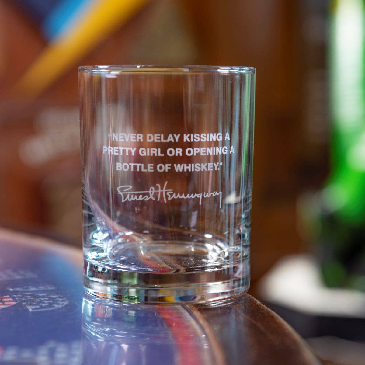 A to Z Imaging and Design - Ernest Hemingway Quote Glass