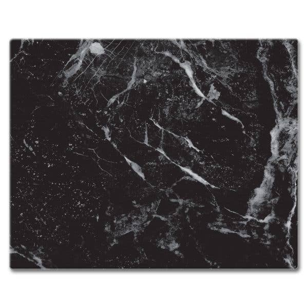 CounterArt and Highland Home - Black Marble Design Tempered Glass Cutting Board