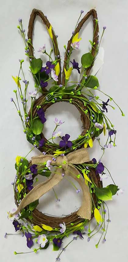 Galt International Company - Purple Flower Bunny Wreath