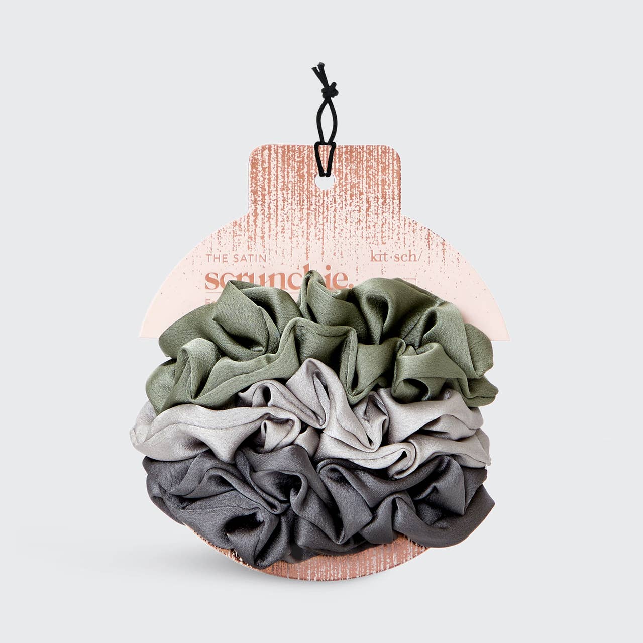 KITSCH - Holiday Satin Scrunchies 6pc - Winter Sage