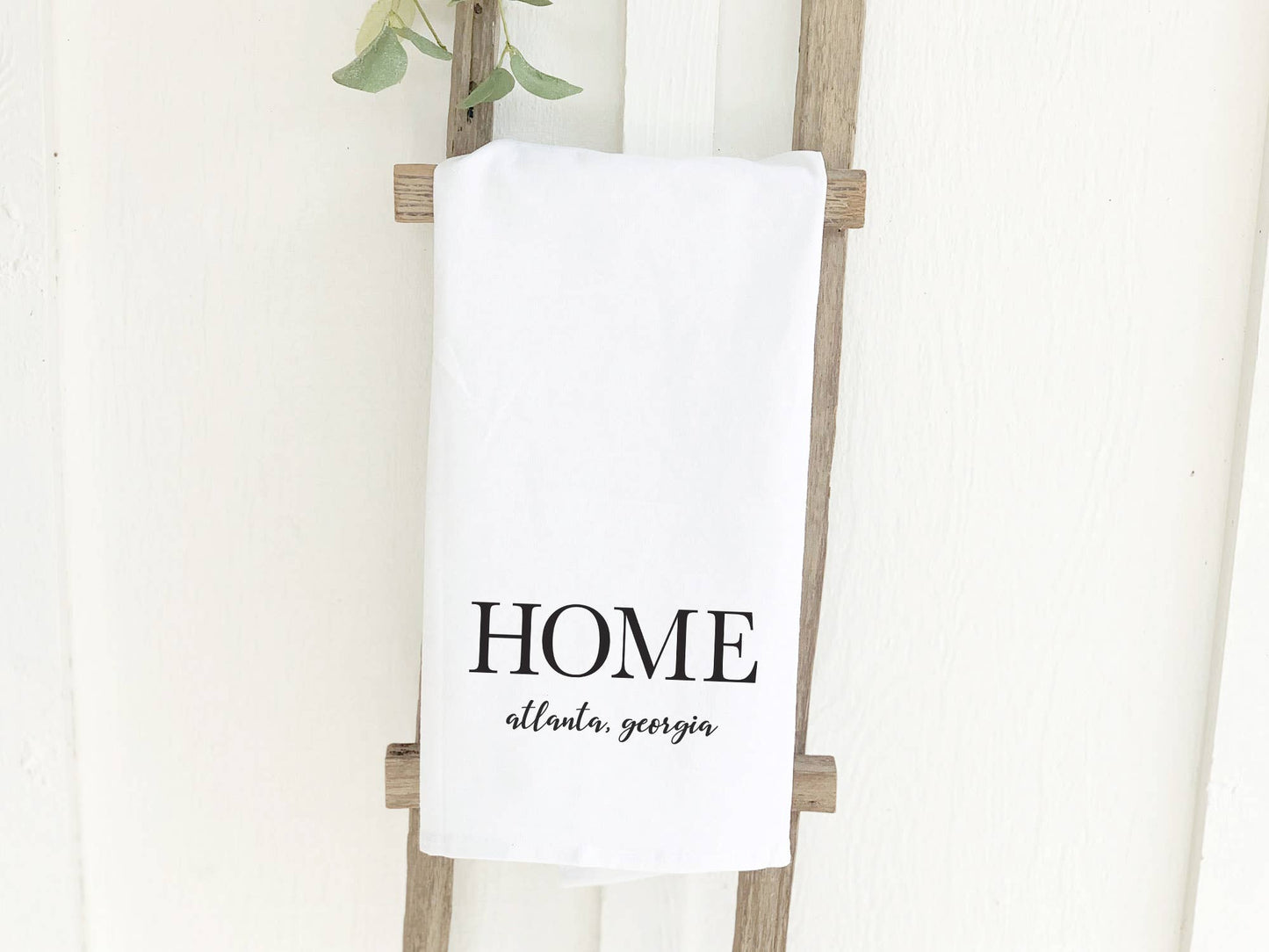 Indigo Tangerine - Home with City and State - Cotton Tea Towel