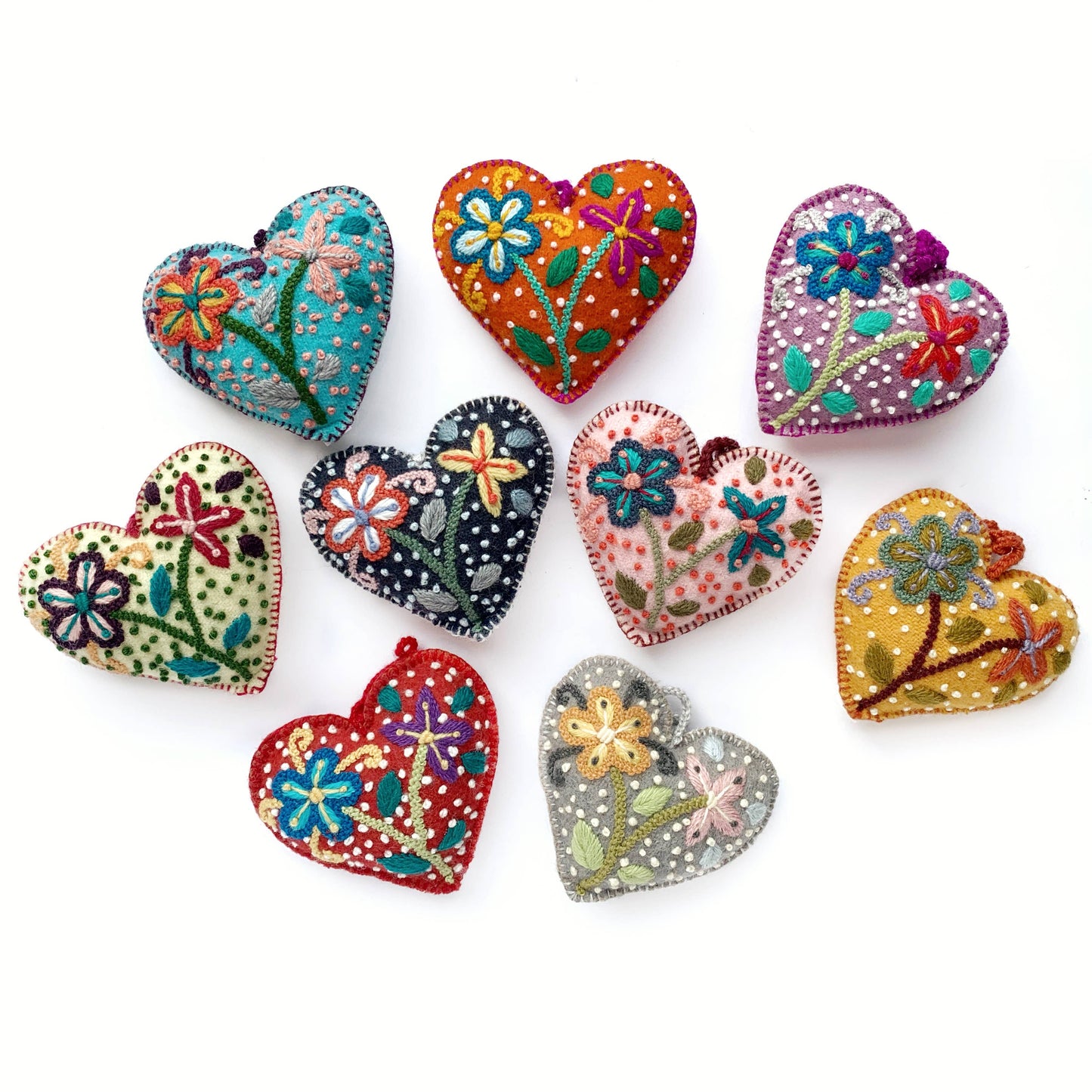 Ornaments 4 Orphans - Colorful Embroidered Heart Ornament