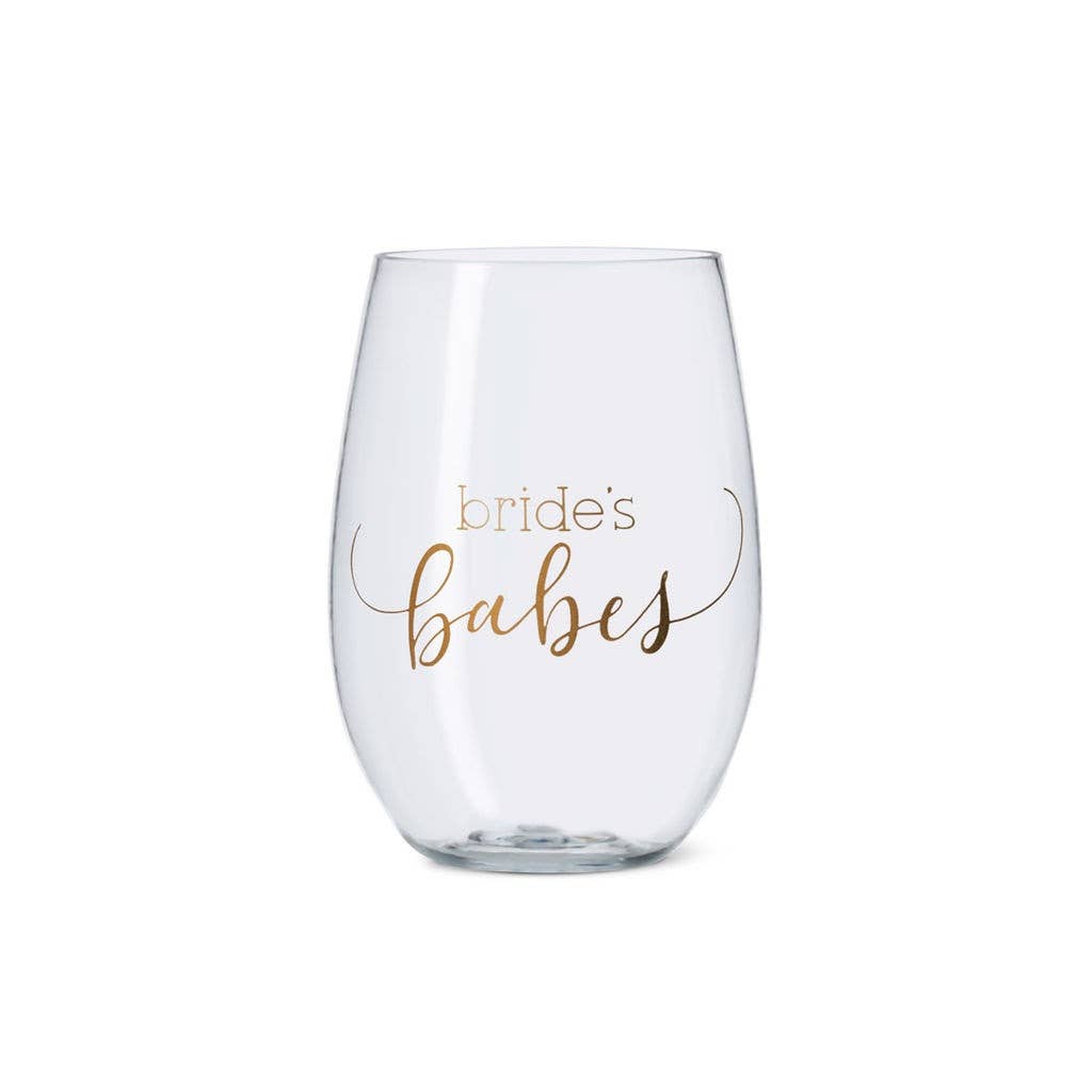 Samantha Margaret - 16 oz. Bride's Babes Durable Plastic Stemless Wine Cups with