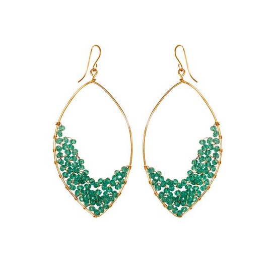 Green Bead Chandelier Earrings