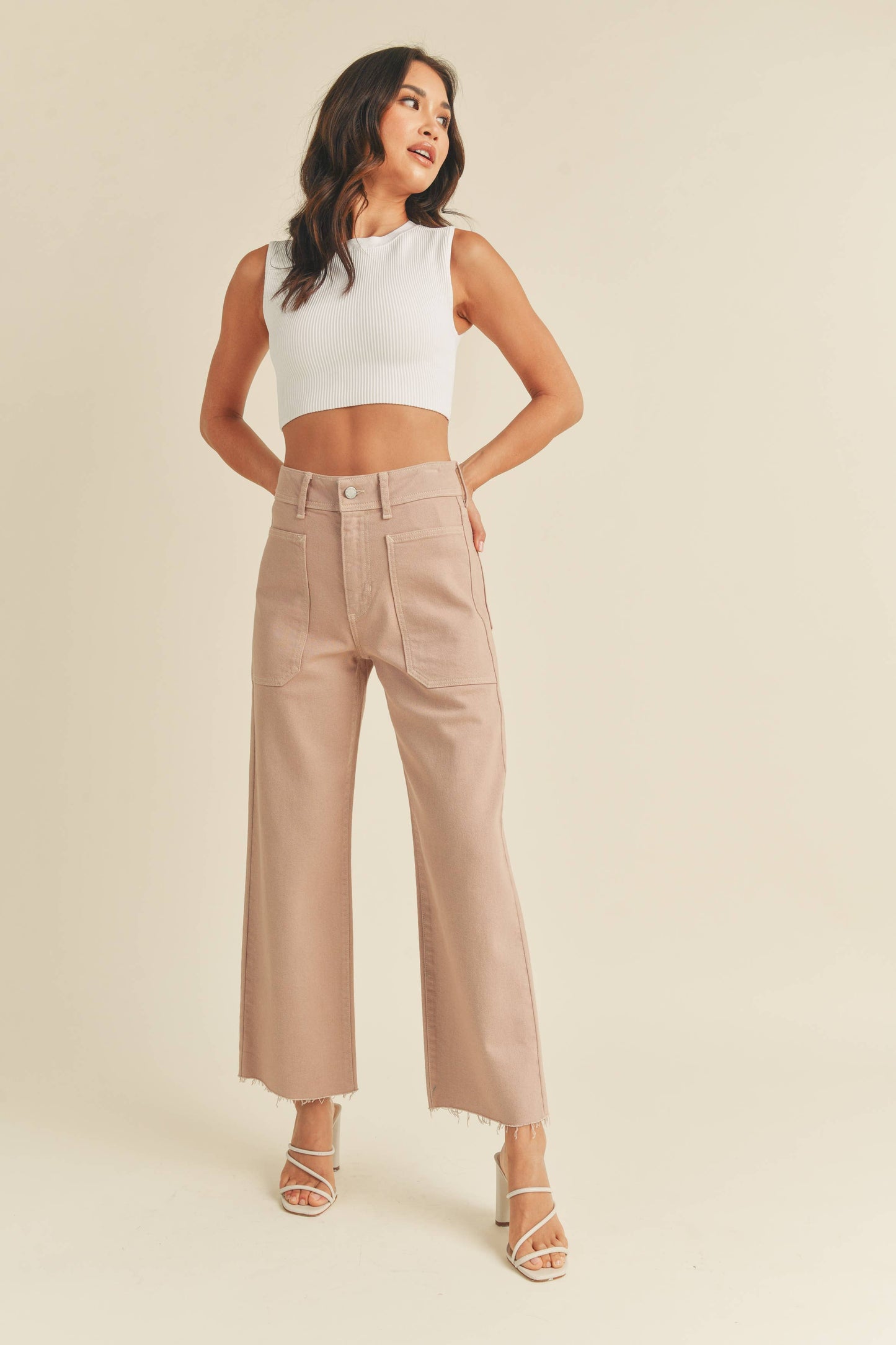Just Black Denim - High Rise Utility Wide Leg - Clay