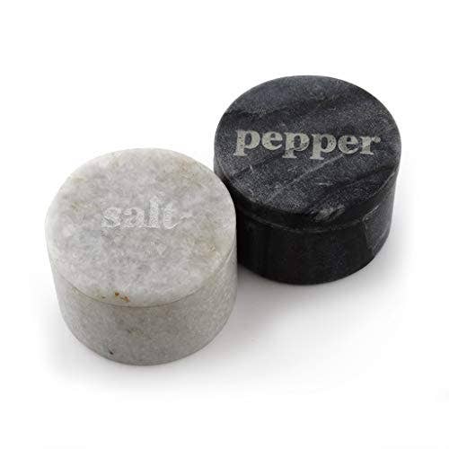 CounterArt and Highland Home - Black & White Marble Salt & Pepper Pinch Pots
