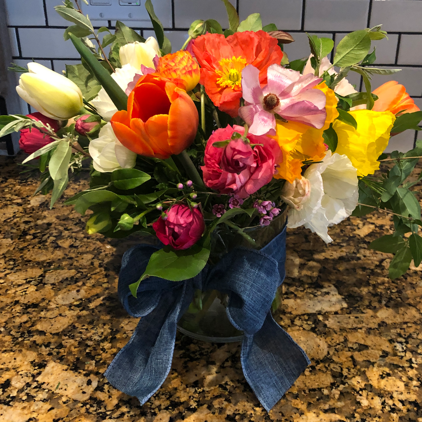 Low Vase Mixed Farm Fresh Arrangement