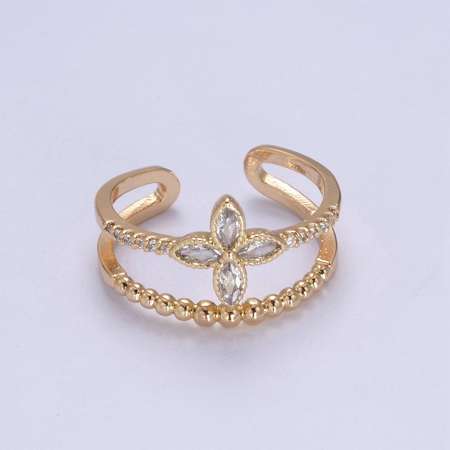 Aim Eternal - Elegant Micro Pave Flower Ring