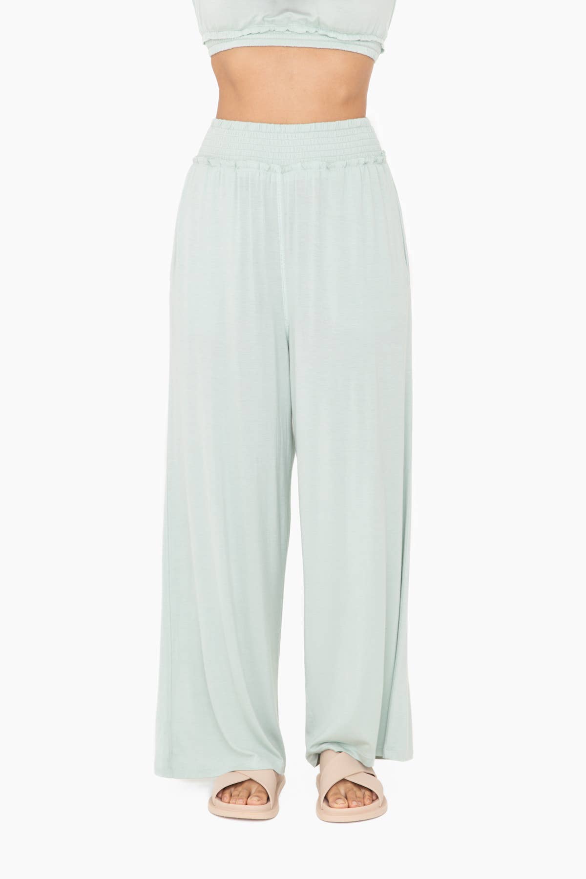 Mono B - Smocked Waist Wide-Leg Pants