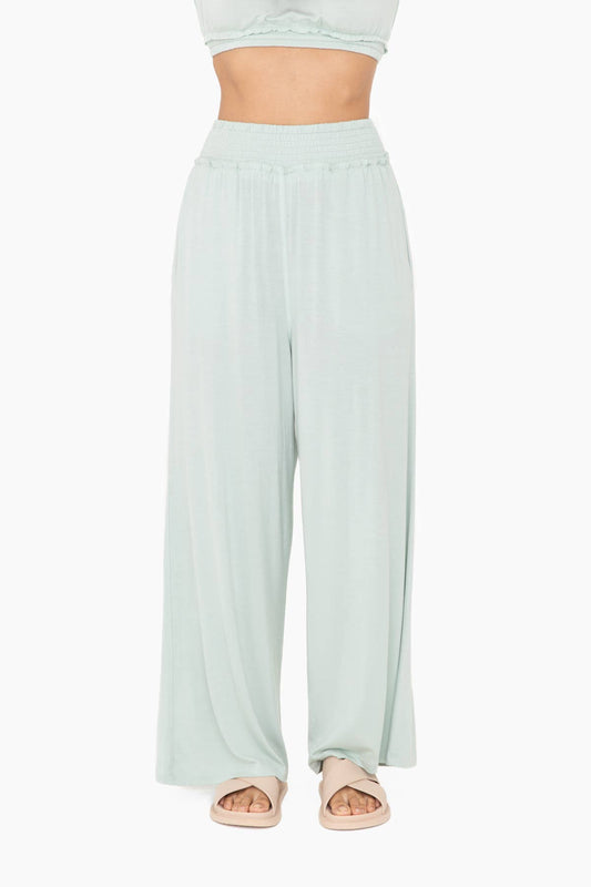 Mono B - Smocked Waist Wide-Leg Pants