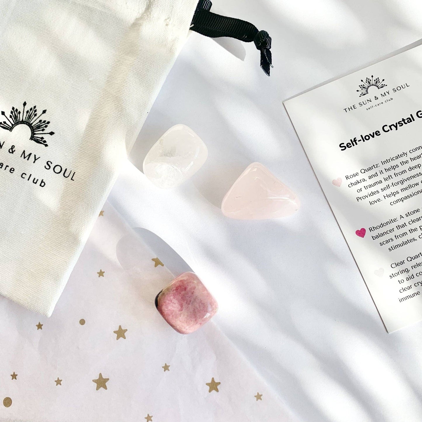 The Sun & My Soul - Self-Love Crystal Kit - Set of 3 in Organic Cotton Linen Bag