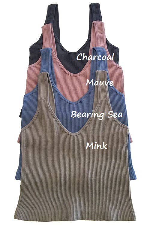Vanilla Monkey - Ribbed Tank Crop Top - Charcoal