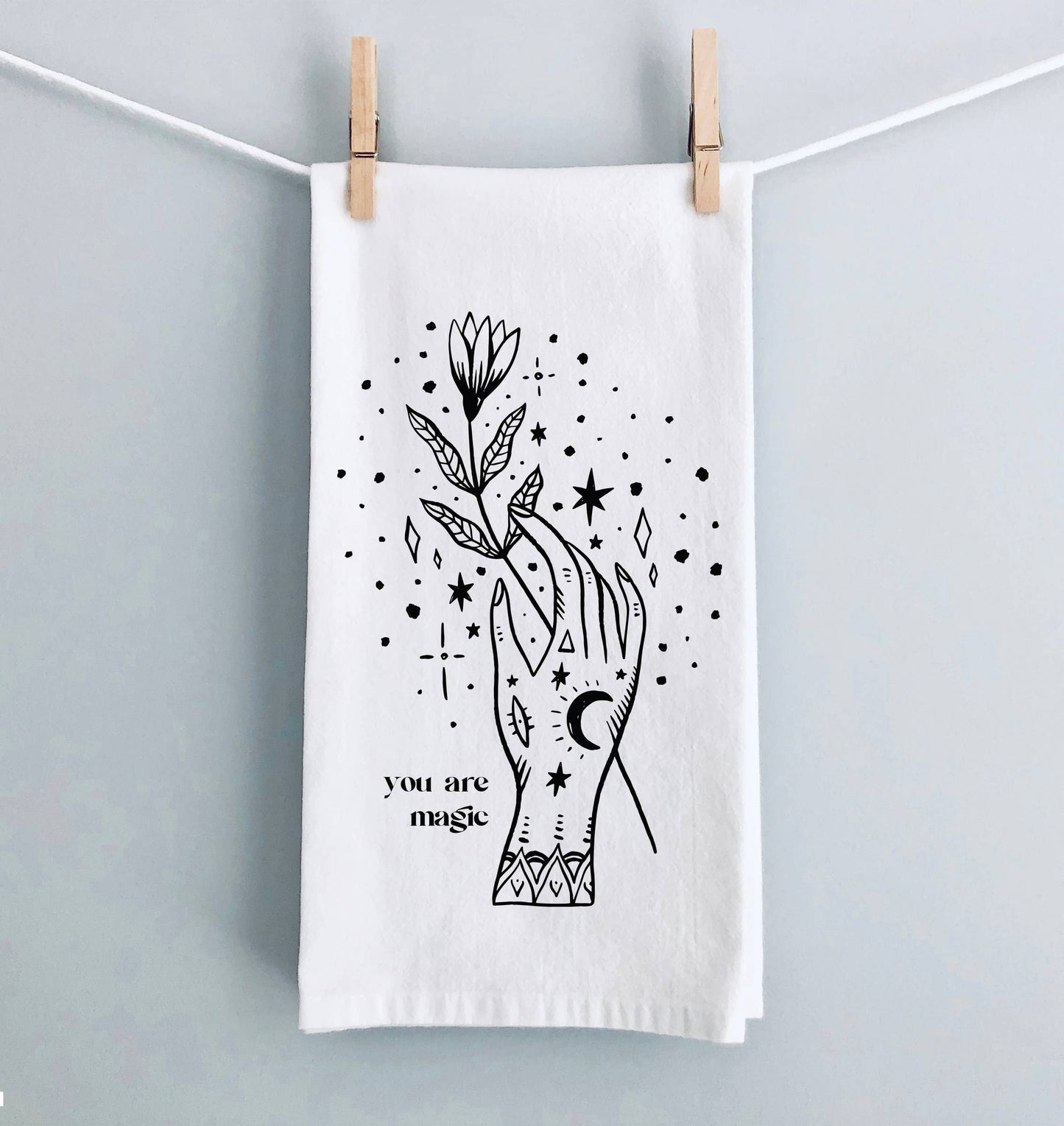 Digibuddha - You Are Magic Tea Towel, Celestial Boho Sack Dish Towel