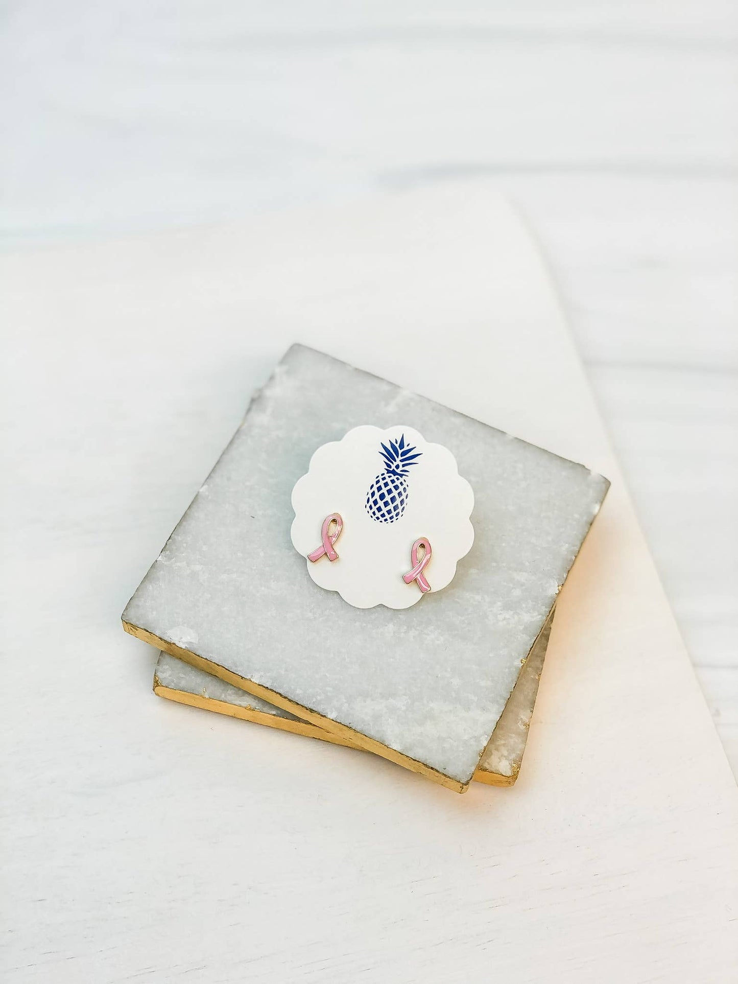 Prep Obsessed Wholesale - Breast Cancer Ribbon Enamel Signature Studs