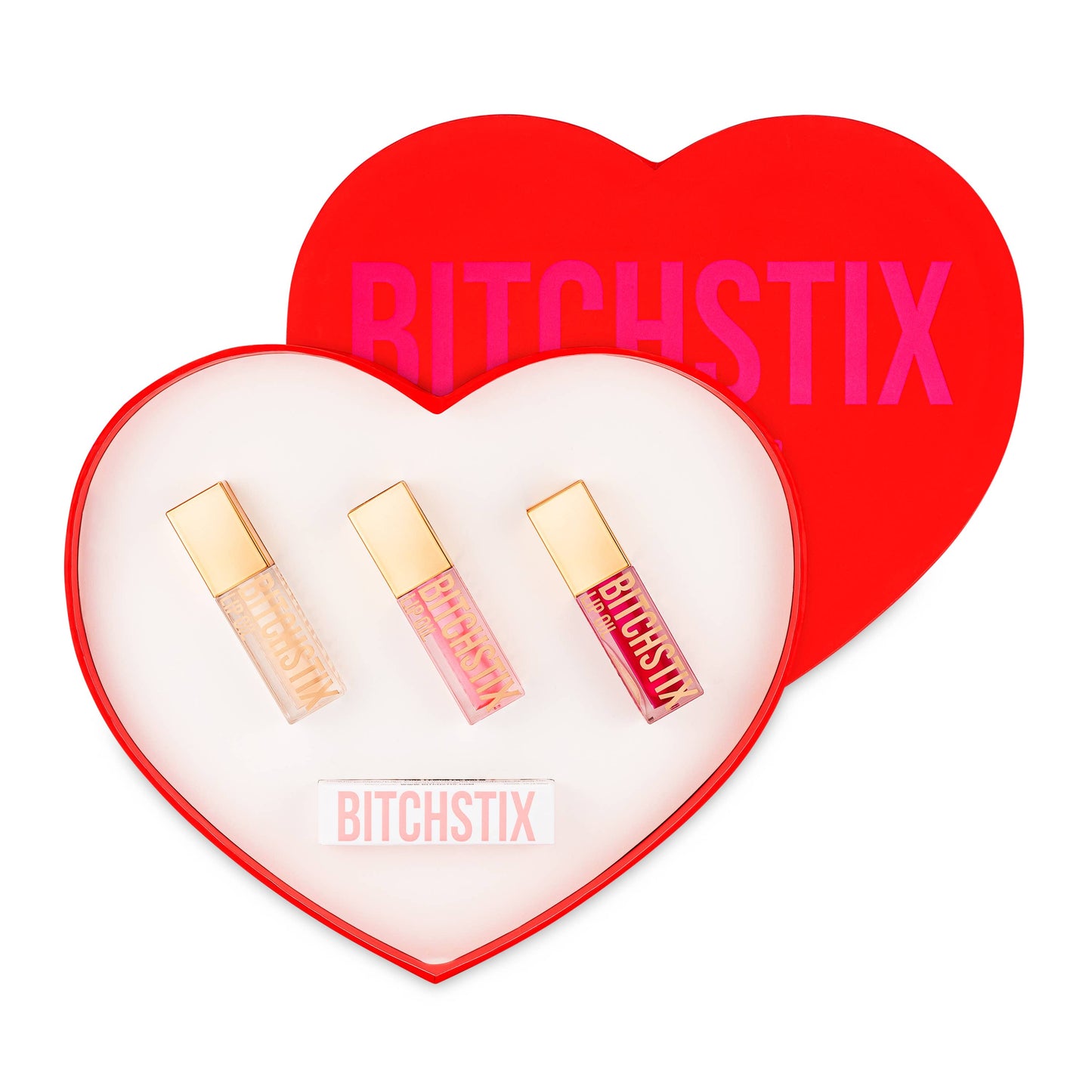 Bitchstix - Heart Box Lip Oil Trio with Organic Lip Balm Gift Set