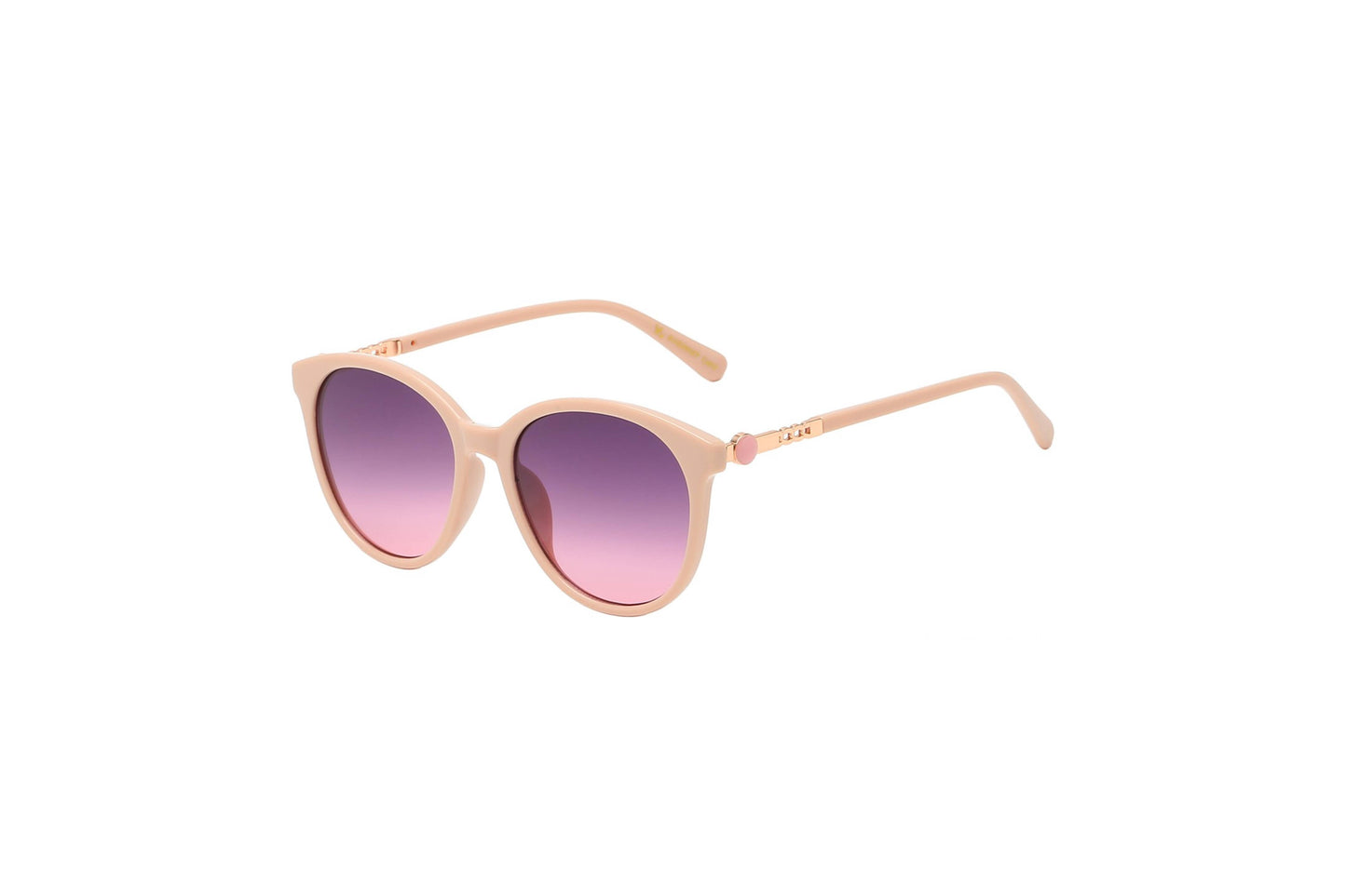 Luna Sunglasses - Round Polymer Frame Accented Temple Women's Sunglasses