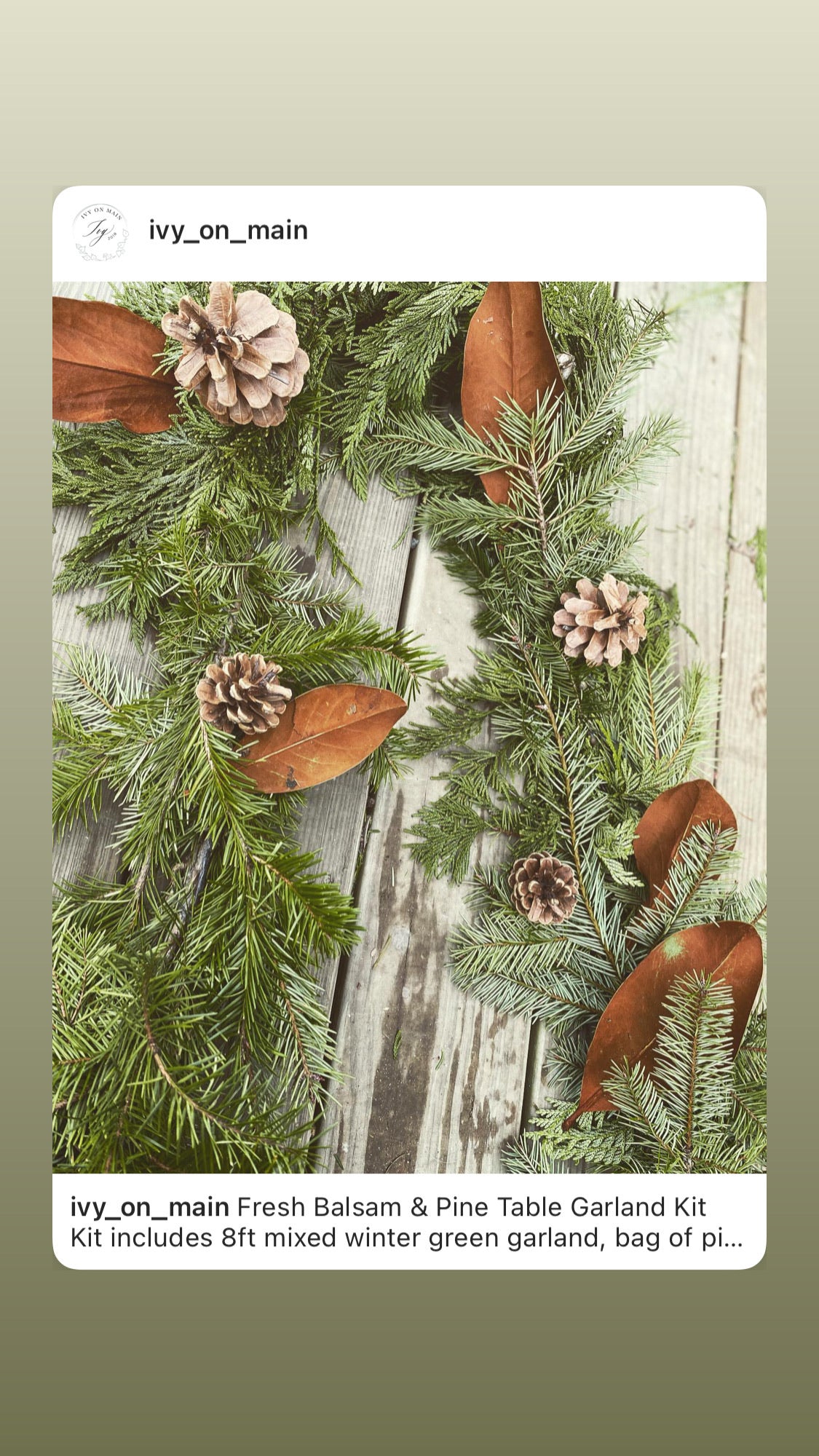 Fresh White Floral , Pine & Balsam Table Runner Kit